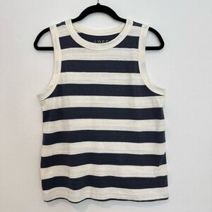 Loft Blue and Cream Rugby Stripe Sleeveless Tank Top